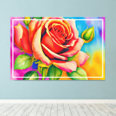 カラフルバラフラワーデジタ絵画ル キャンバスプリント (インサイチュ (ウッドフロア))