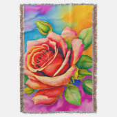 カラフルバラフラワーデジタ絵画ル スローブランケット (正面縦)
