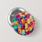 カラフルバラボタンブーケ花 缶バッジ (正面&裏面)