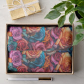 カラフルバラ模様花フローラ 薄葉紙 (ギフト)