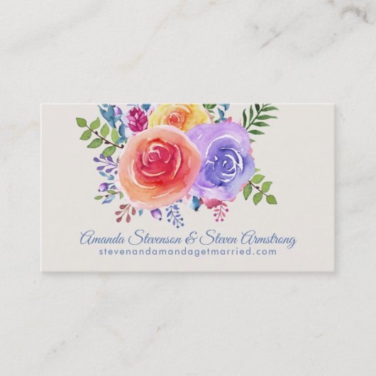 カラフルバラ水彩フローラ結婚のWebサイト 名刺 (正面)