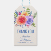 カラフルバラ水彩フローラ結婚式の引き出物 ギフトタグ (正面)