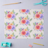 カラフルバラ水彩花模様 薄葉紙 (クラフト)