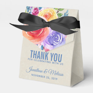 カラフルバラ水色フローラ結婚お願い フェイバーボックス