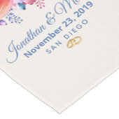 カラフルバラ水色フローラ結婚 ショートテーブルランナー (コーナー)