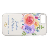 カラフルバラ水色フローラ結婚 Case-Mate iPhoneケース (裏面(横))