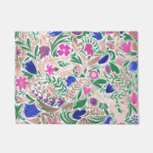 カラフルバラ金ゴールドフローラリーフイラストレーション ドアマット (正面)