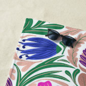 カラフルバラ金ゴールドフローラリーフイラストレーション ビーチタオル (インサイチュ)