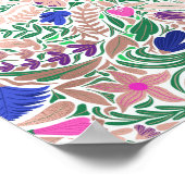 カラフルバラ金ゴールドフローラリーフイラストレーション ポスター (角)