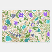 カラフルバラ金ゴールドフローラリーフイラストレーション ラッピングペーパーシート (正面3)