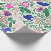 カラフルバラ金ゴールドフローラリーフイラストレーション ラッピングペーパー (角)