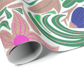 カラフルバラ金ゴールドフローラリーフイラストレーション ラッピングペーパー (ロールコーナー)