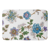 カラフルバラ&オリエンタルポピー – ホワイトバックグラウンド バスマット (正面)
