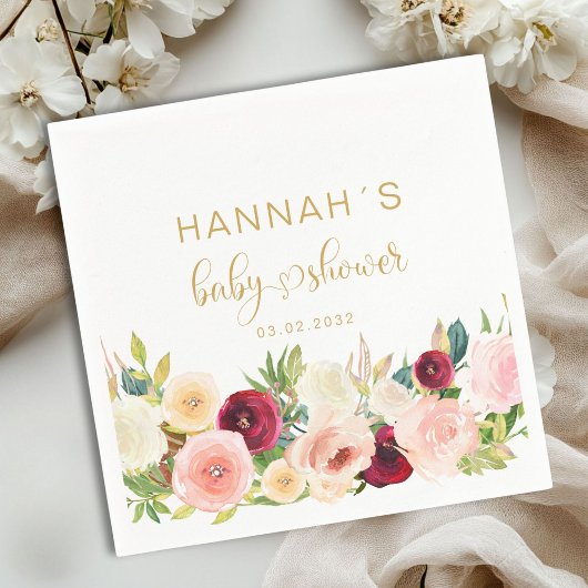 カラフルバラ、ベビーシャワー スタンダードカクテルナプキン