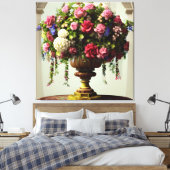 カラフルバラ&詰め合わせ花模様エレガント花瓶 キャンバスプリント (インサイチュ (寝室))
