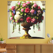 カラフルバラ&詰め合わせ花模様エレガント花瓶 キャンバスプリント (インサイチュ (リビング))