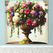 カラフルバラ&詰め合わせ花模様エレガント花瓶 キャンバスプリント (インサイチュ (ウッドフロア))