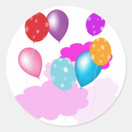 カラフルバルーンと雲の休日，パーティー ラウンドシール