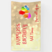 カラフルバルーンデザインハッピー25誕生日 横断幕 (縦)