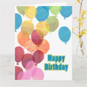 カラフルバルーン誕生日 カード (黄色い花)
