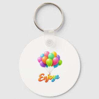 カラフルバルーン「Enjoye」浮遊テキストキーチェーン キーホルダー
