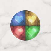 カラフルバレンタインデーの素朴ハート コンフェッティ (スモール正面)