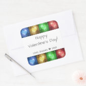 カラフルバレンタインデーの素朴ハート スクエアシール (封筒)