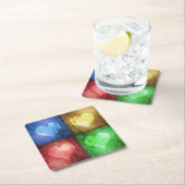 カラフルバレンタインデーの素朴ハート スクエアペーパーコースター (インサイチュ)