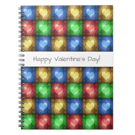 カラフルバレンタインデーの素朴ハート ノートブック