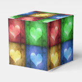 カラフルバレンタインデーの素朴ハート フェイバーボックス (正面サイド)