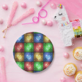 カラフルバレンタインデーの素朴ハート ペーパープレート (パーティー)