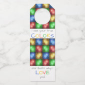 カラフルバレンタインデーの素朴ハート ボトルネックタグ (正面)