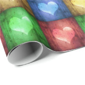 カラフルバレンタインデーの素朴ハート ラッピングペーパー (ロールコーナー)