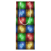 カラフルバレンタインデーの素朴ハート ワインギフトバッグ (裏面)