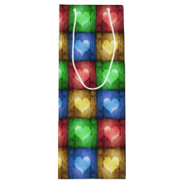 カラフルバレンタインデーの素朴ハート ワインギフトバッグ