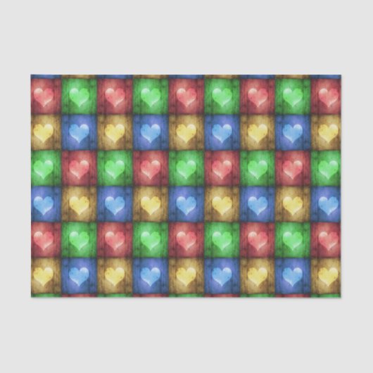 カラフルバレンタインデーの素朴ハート 薄葉紙 (正面)