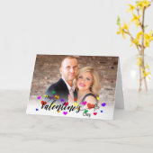 カラフルバレンタインデータイポグラフィ写真ハート カード (黄色い花)