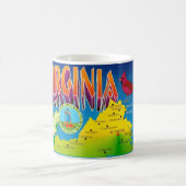 カラフルバージニア州地図マグ コーヒーマグカップ (中央)