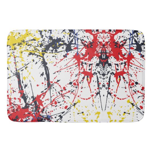 カラフルバースト：ランダムな飛沫の遊び バスマット (正面)