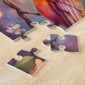 カラフルバーズオンブランチピンクローズブルーバード99 ジグソーパズル (側面)