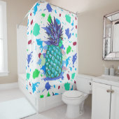カラフルパイオ絵を描ン（ばちゃばちゃ）跳ねるイラストレーション シャワーカーテン (インサイチュ)