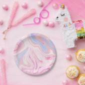 カラフルパスエレガントテルピンクブルーオレンジ大理石 ペーパープレート (パーティー)