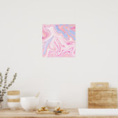カラフルパステルエレガントピンクブルーオレンジ大理石 ポスター (キッチン)