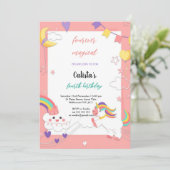 カラフルパステルユニコーン誕生日招待状 招待状 (スタンド正面)