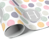 カラフルパステル水玉模様パターンモノグラム ラッピングペーパー (ロールコーナー)