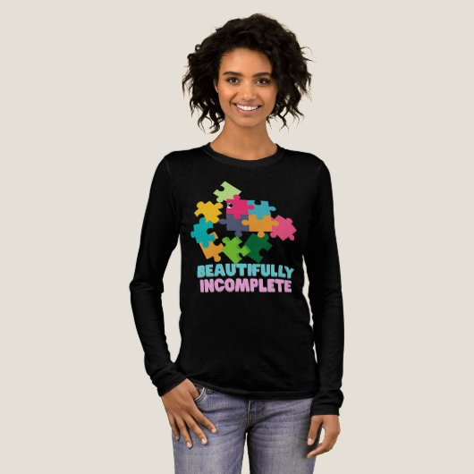 カラフルパズルピース 不完全な美しさ トライブレンドTシャツ (正面全体)