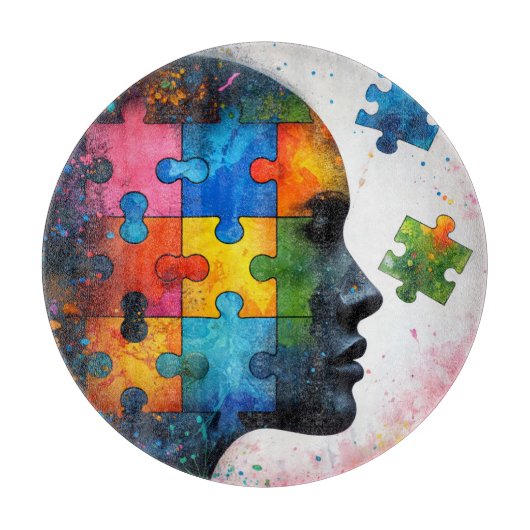 カラフルパズルポートレート カッティングボード (正面)