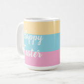 カラフルパターストライプンハッピーイースターフラットカード コーヒーマグカップ (正面左)