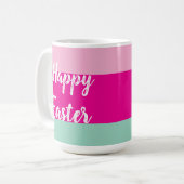 カラフルパターストライプンハッピーイースターフラットカード コーヒーマグカップ (正面左)
