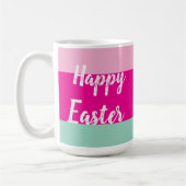 カラフルパターストライプンハッピーイースターフラットカード コーヒーマグカップ (左)